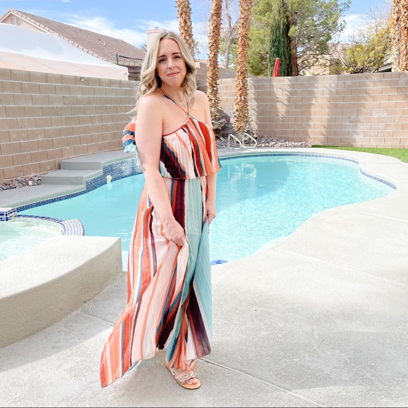 multi stripe crop top and maxi skirt set - Picture 4 of 15